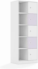 Entelo Regał Blox Colours 70 5PP 5F1 706x466x1869 korpus biały/3x front biały i 2x front pastelowy fioletowy wariant 3
