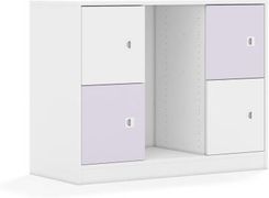 Entelo Regał na pojemniki Blox Colours 110 2PG 4F1 1049x466x813 korpus biały/2x front biały i 2x front pastelowy fioletowy