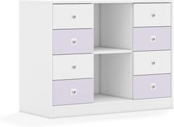 Entelo Regał Blox Colours 110 2PP 8SB 1049x466x813 korpus biały/4x szuflada biała i 4x szuflada pastelowa fioletowa