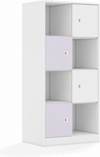 Entelo Regał Blox Colours 70 4PP 4F1 706x466x1517 korpus biały/2x front biały i 2x front pastelowy fioletowy wariant 3