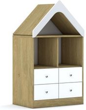 Entelo Regał Blox Base 70 2PP 4SB z daszkiem 706x466x1223 korpus dąb/4x szuflada biała
