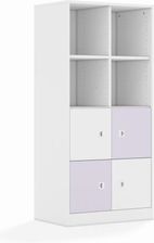 Entelo Regał Blox Colours 70 4PP 4F1 706x466x1517 korpus biały/2x front biały i 2x front pastelowy fioletowy wariant 1