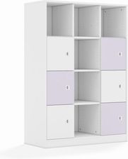 Entelo Regał Blox Colours 110 4PP 6F1 1049x466x1517 korpus biały/3x front biały i 3x front pastelowy fioletowy