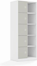 Entelo Regał Blox Colours 70 5PP 5F1 706x466x1869 korpus biały/5x front jasny szary wariant 2