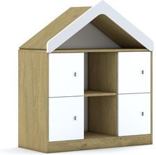 Entelo Regał Blox Base 110 2PP 4F1 z daszkiem 1049x466x1223 korpus dąb/4x front biały
