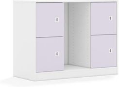 Entelo Regał na pojemniki Blox Colours 110 2PG 4F1 1049x466x813 korpus biały/4x front pastelowy fioletowy