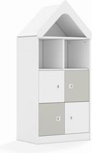 Entelo Regał Blox Colours 70 3PP 4F1 z daszkiem 706x466x1575 korpus biały/2x front biały i 2x front jasny szary