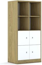 Entelo Regał Blox Base 70 4PP 4F1 706x466x1517 korpus dąb/4x front biały wariant 1