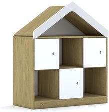 Entelo Regał Blox Base 110 2PP 3F1 z daszkiem 1049x466x1223 korpus dąb/3x front biały wariant 1