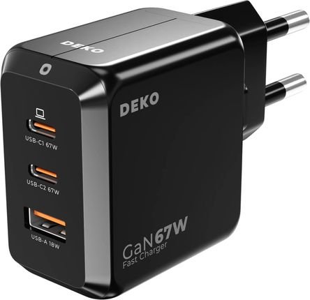 DEKO Ładowarka USB-C GaNFast Uniwersalna 3x USB 67W 65W Typ C + Kabel USB-C 100W - zdjęcie 5