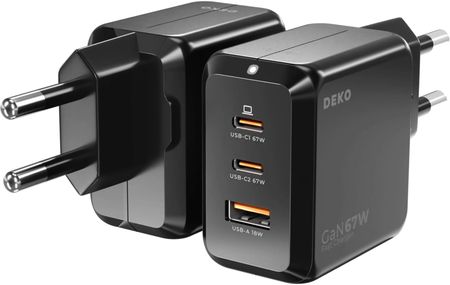 DEKO Ładowarka USB-C GaNFast Uniwersalna 3x USB 67W 65W Typ C + Kabel USB-C 100W - zdjęcie 3
