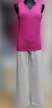 Dres Damski Komplet Modny 3 Części L/XL Szary Z Fioletem - zdjęcie 2