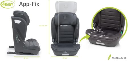 4Baby App-Fix i-Size Isofix 15-36Kg Grafit - zdjęcie 2