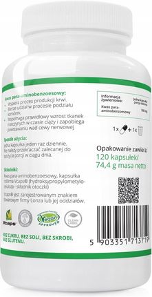 PABA 500mg ELIKSIR MŁODOŚCI 120 kapsułek Wish - zdjęcie 3