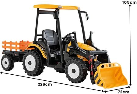 Costway Traktor Elektryczny Dla Dzieci Z Łyżką I Przyczepą Żółty - zdjęcie 2