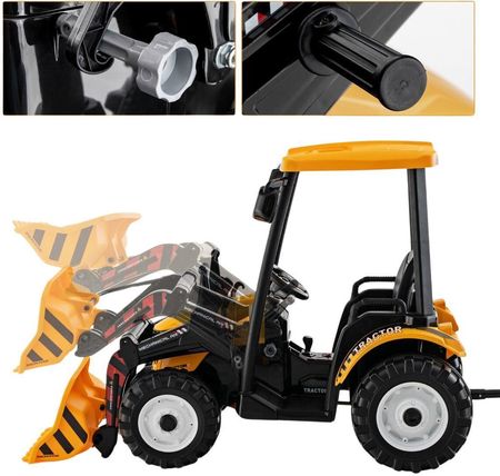 Costway Traktor Elektryczny Dla Dzieci Z Łyżką I Przyczepą Żółty - zdjęcie 4