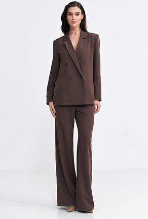 Marynarka oversize, dwurzędowa - brąz - Z69 (kolor brąz, rozmiar 42) - zdjęcie 2