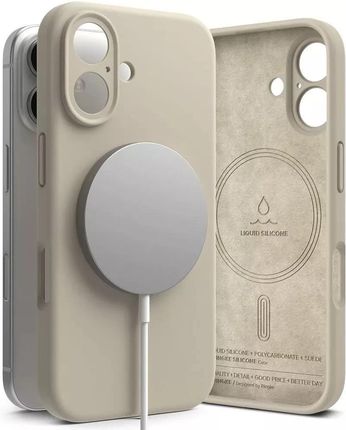 Ringke Etui Magnetyczne Silikonowe Magsafe Do Iphone 16 Obudowa Pokrowiec Beżowy - zdjęcie 2