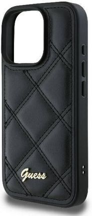 Guess Oryginalne Etui Iphone 16 Pro Max Hardcase Quilted Metal Logo (Guhcp16Xpsqsqsk) Czarne - zdjęcie 4