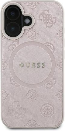 Guess Etui Saffiano Peony Classic Logo Magsafe Do Apple Iphone 16 Plus Różowy - zdjęcie 3