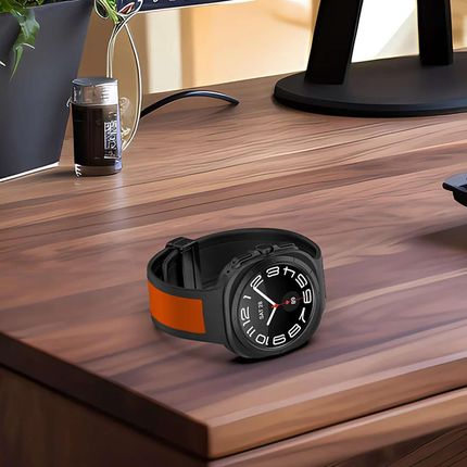 4KomPl Pasek Na Zegarek Opaska Do Smartwatcha Samsung Galaxy Watch Ultra 47Mm CzarnoPomarańczowy - zdjęcie 6