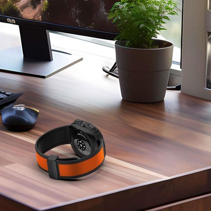 4KomPl Pasek Na Zegarek Opaska Do Smartwatcha Samsung Galaxy Watch Ultra 47Mm CzarnoPomarańczowy - zdjęcie 3