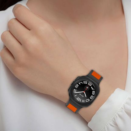 4KomPl Pasek Na Zegarek Opaska Do Smartwatcha Samsung Galaxy Watch Ultra 47Mm CzarnoPomarańczowy - zdjęcie 4
