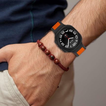 4KomPl Pasek Na Zegarek Opaska Do Smartwatcha Samsung Galaxy Watch Ultra 47Mm CzarnoPomarańczowy - zdjęcie 5