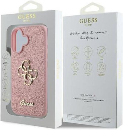 Guess hardcase Fixed Glitter Big 4G do iPhone 16 Różowy - zdjęcie 5