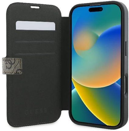 Guess Iphone 16 Pro Max Brązowy Brown Book 4G Metal Logo - zdjęcie 6