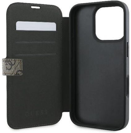 Guess Iphone 16 Pro Max Brązowy Brown Book 4G Metal Logo - zdjęcie 4