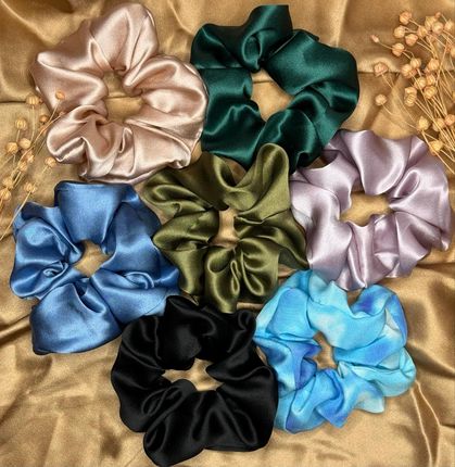 JEDWABNA GUMKA DO WŁOSÓW SCRUNCHIE 100% JEDWAB MORWOWY 22 mm NIEBIESKI r.XL - zdjęcie 4