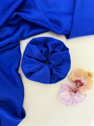 JEDWABNA GUMKA DO WŁOSÓW SCRUNCHIE 100% JEDWAB MORWOWY 22 mm SZAFIROWY r.XL - zdjęcie 4