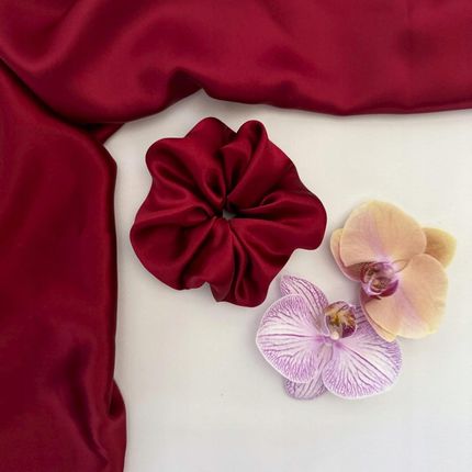 JEDWABNA GUMKA DO WŁOSÓW SCRUNCHIE 100% JEDWAB MORWOWY 22 mm CZERWONY r. L - zdjęcie 4