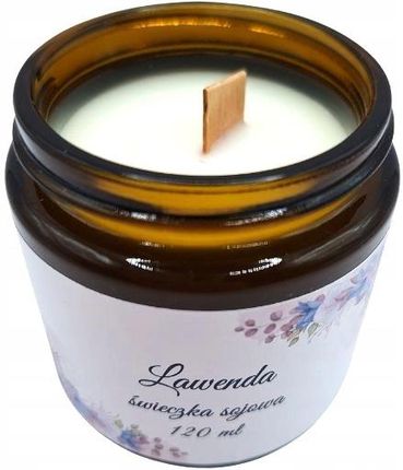 Świeczka Sojowa Ręcznie Robiona Lawenda 120 ml w Brązowym Słoiczku - zdjęcie 3
