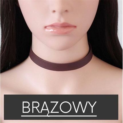 Upominkarnia Naszyjnik Choker Skórzany Brąz N480Br - zdjęcie 2
