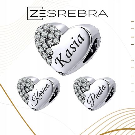 Charms srebrne Serce Grawer srebro koralik zawieszka charms 925 Serduszko - zdjęcie 2