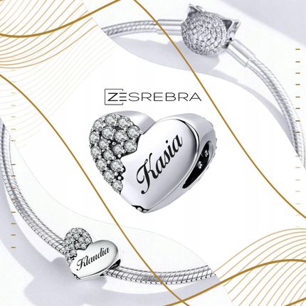 Charms srebrne Serce Grawer srebro koralik zawieszka charms 925 Serduszko - zdjęcie 4