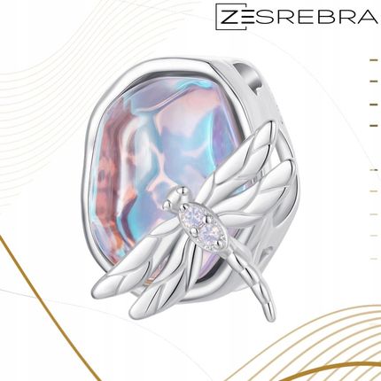 Charms Ważka Na Kamieniu Opal srebro pr 925 koralik Zawieszka Srebrna Beads - zdjęcie 5