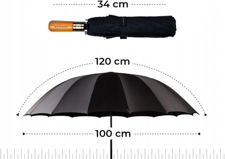 Czarny Parasol Parasolka Męska Damska Parasol Składany Automat - zdjęcie 4