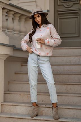 Bawełniana damska bluza w kropki pomarańczowa (784) - zdjęcie 2