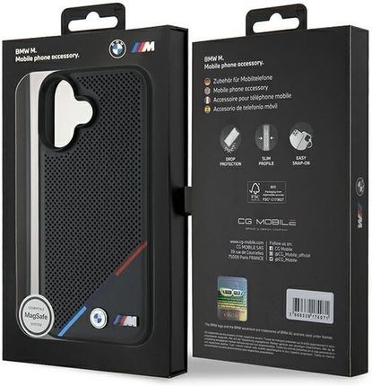 Bmw Bmhmp16M23Pupdk Iphone 16 Plus 6 7 Czarny Black Hardcase M Perforated Tricolor Line Magsafe - zdjęcie 3
