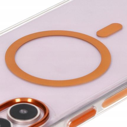 Bizon Etui Z Pierścieniem Magnetycznym Case Marco Do Iphone 16 Plus, Przezroczyste Z Pomarańczową Ramką - zdjęcie 3