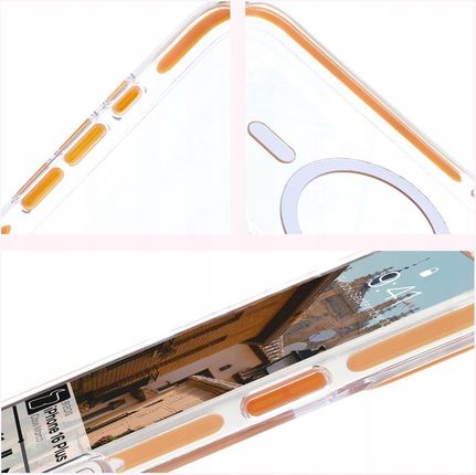 Bizon Etui Z Pierścieniem Magnetycznym Case Marco Do Iphone 16 Plus, Przezroczyste Z Pomarańczową Ramką - zdjęcie 4