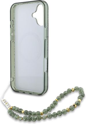 Guess Guess Guhmp16Mhcpofpa Iphone 16 Plus 6.7&Quot; Zielony/Green Hardcase Iml Flowers Allover Electro With Pearl Strap Magsafe - zdjęcie 6