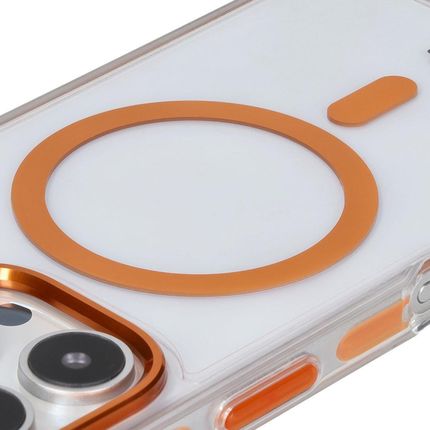 Bizon Etui Z Pierścieniem Magnetycznym Case Marco Do Iphone 16 Pro, Przezroczyste Z Pomarańczową Ramką - zdjęcie 3