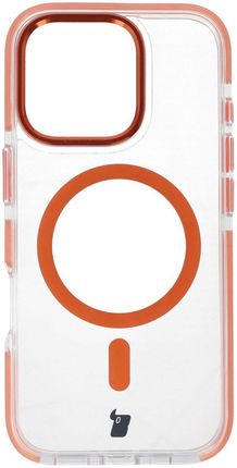 Bizon Etui Z Pierścieniem Magnetycznym Case Marco Do Iphone 16 Pro, Przezroczyste Z Pomarańczową Ramką - zdjęcie 4