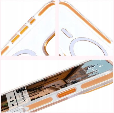 Bizon Etui Z Pierścieniem Magnetycznym Case Marco Do Iphone 16 Pro, Przezroczyste Z Pomarańczową Ramką - zdjęcie 6