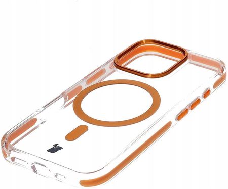 Bizon Etui Z Pierścieniem Magnetycznym Case Marco Do Iphone 16 Pro, Przezroczyste Z Pomarańczową Ramką - zdjęcie 2