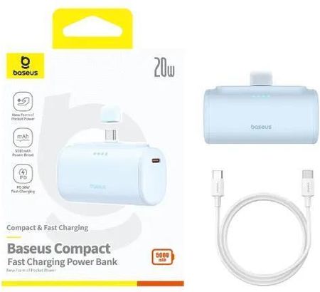 Baseus Compact Usb-C 5000Mah 20W Niebieski (GUHMP16XPSAHMCU) - zdjęcie 2